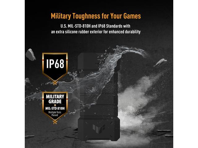 ASUS TUF Gaming A2- USB-C 3.2 Gen 2x2 Portable SSD Enclosure, Dual M.2 NVMe PCIe and SATA, MIL-STD-810H Drop Resistance, IP68 Water and dust...
