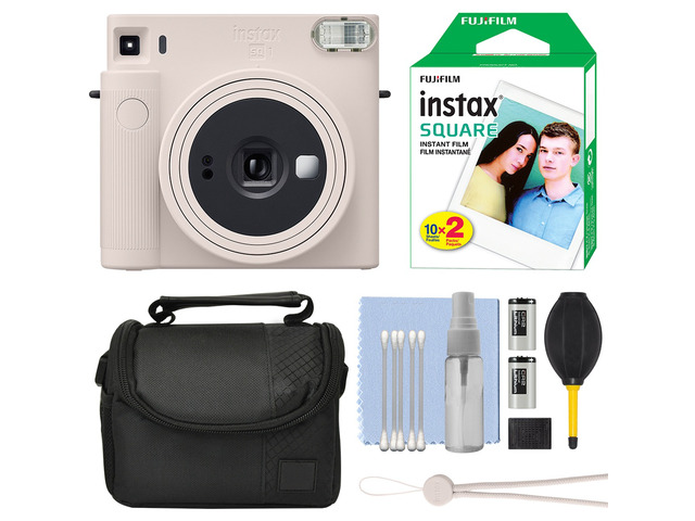 Fujifilm Instax Square SQ1 Fuji Instant Film Camera Chalk White + 20 Film Bundle