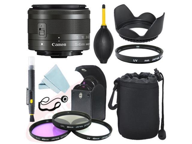 Canon EF-M 15-45mm f/3.5-6.3 IS STM Lens Graphite + Filter Kit + Accessory