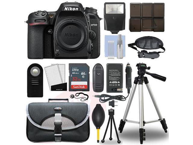 Nikon D7500 20.9 MP Digital SLR Camera Body + 32GB Top Accessory Bundle