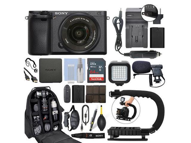 Sony Alpha a6400 Mirrorless Digital Camera with 16-50mm Lens+ 64GB Pro Video Kit