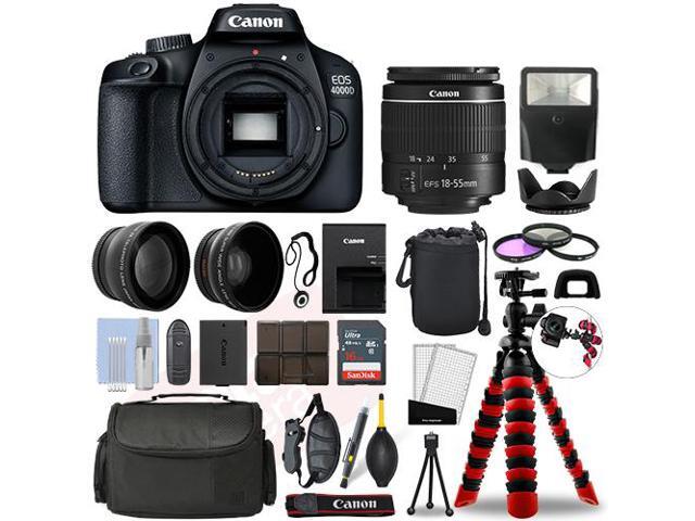 Canon EOS 4000D / T100 SLR Camera w/ 18-55mm+ 16GB 3 Lens Ultimate Accessory Kit