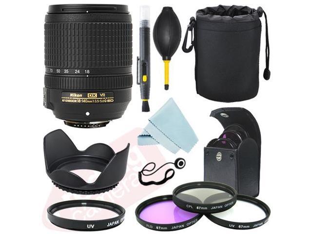 Nikon 18-140mm f/3.5-5.6G ED VR AF-S DX Zoom Lens Bundle Filters Hood Cap Keeper
