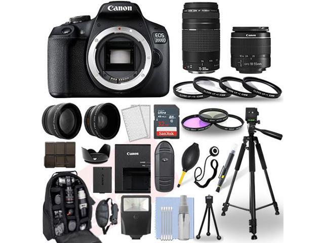 Canon EOS 2000D / Rebel T7 DSLR Camera + 18-55mm + 70-300mm + 30 Piece Bundle