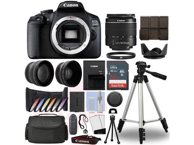 Canon EOS 2000D / Rebel T7 DSLR Camera + 18-55mm 3 Lens Kit+ 32GB Best Value Kit