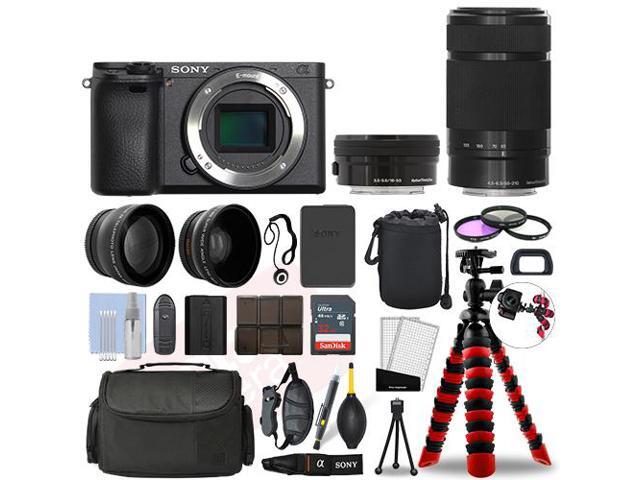 Sony Alpha a6400 Camera Black + 16-50mm + 55-210mm 32GB Multi Lens Bundle
