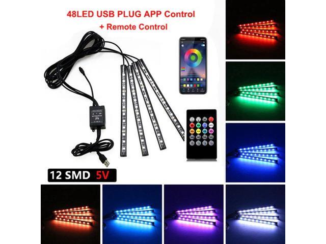 Car Interior 48LED USB Neon Strip Light With App Control Remote Control Decorative Lamp Music Auto Atmosphere With Remote