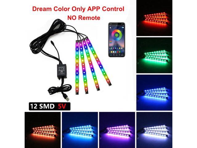 Car Interior Ambient Light Dream Color Neon LED Strip Foot Light with App Control Music Auto Atmosphere Decorative Lamp No Remote