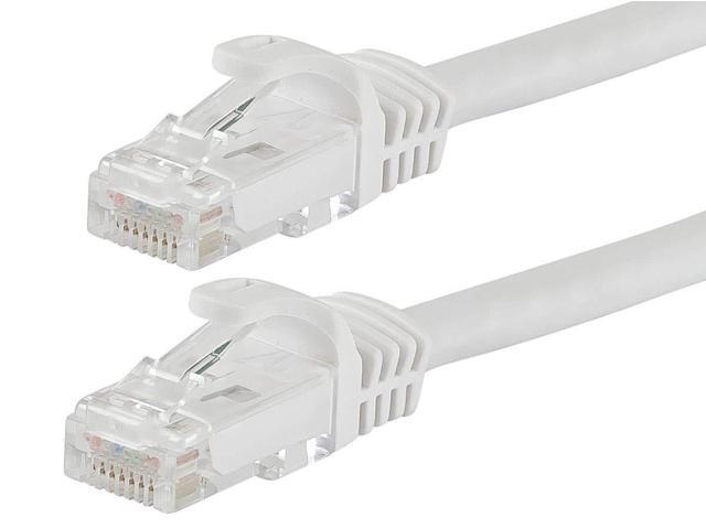 Monoprice Flexboot Cat5e Ethernet Patch Cable - Network Internet Cord - RJ45, Stranded, 350Mhz, UTP, Pure Bare Copper Wire, 24AWG, 0.5ft, White