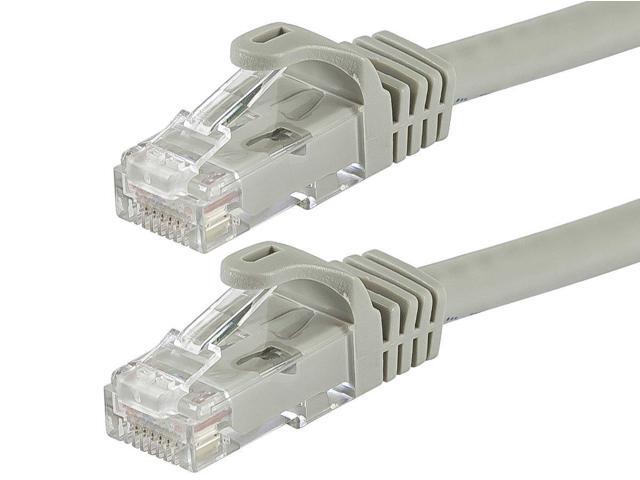 Monoprice Flexboot Cat5e Ethernet Patch Cable - Network Internet Cord - RJ45, Stranded, 350Mhz, UTP, Pure Bare Copper Wire, 24AWG, 2ft, Gray