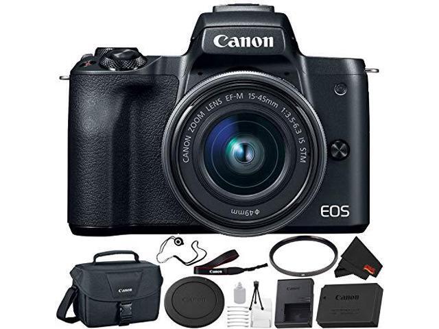 Canon EOS M50 Mirrorless Digital Camera with 15-45mm Lens Bundle with Canon Shoulder Bag + More - Intl Model