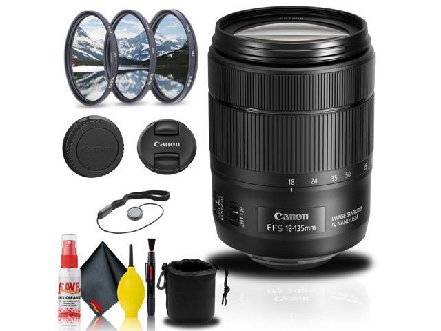 Canon EF-S 18-135mm f/3.5-5.6 IS USM Lens (1276C002) + Filter Kit Base Bundle (International Version)