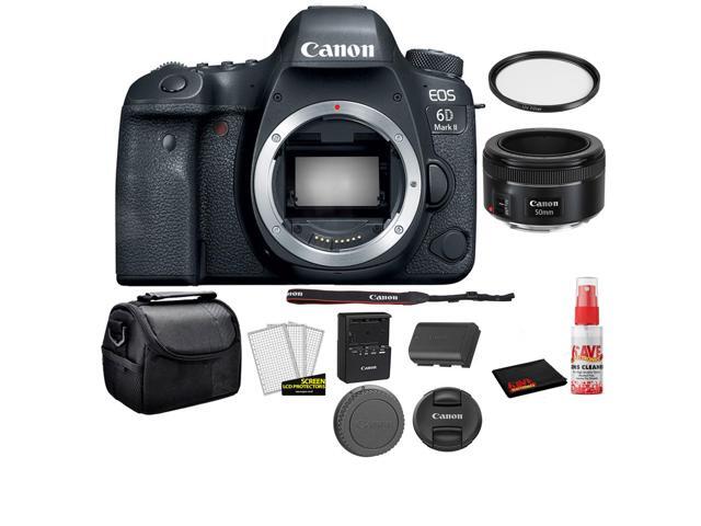 Canon EOS 6D Mark II 26.2MP Full Frame Digital SLR Camera (Body) 1897C002 Bundle Kit with Canon EF 50mm f/1.8 STM Lens + More