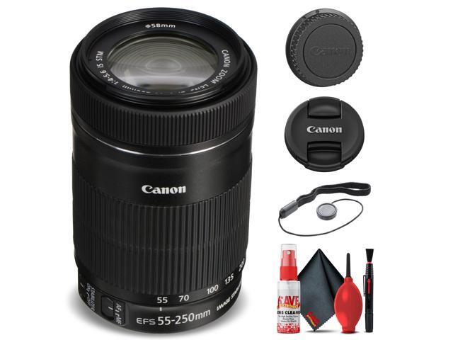 Canon EF-S 55-250mm f/4-5.6 IS STM Lens (8546B002) + Filter Kit Base Bundle (International Version)