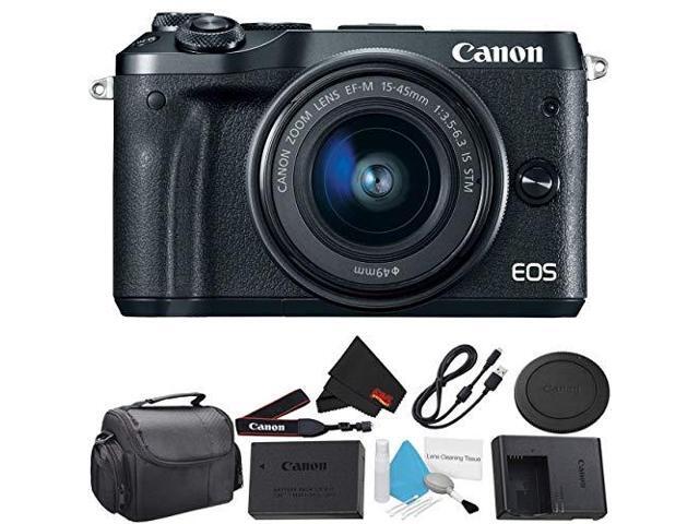 Canon EOS M6 Mirrorless Digital Camera with EF-M 15-45mm f/3.5-6.3 IS STM Lens Kit 1724C011 Starter Bundle - Intl Model