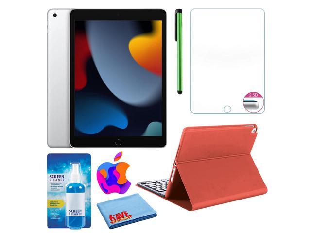 Apple 10.2' iPad (2021, 64GB, Wi-Fi, Silver) and Red Keyboard Case Bundle