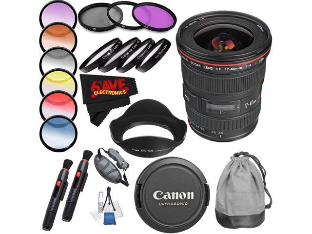 Canon EF 17-40mm f/4L USM Lens (International Model) (No Warranty) Professional Accessory Combo