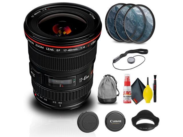 Canon EF 17-40mm f/4L USM Lens (8806A002) + Filter Kit + Cap Keeper Base Bundle (International Version)