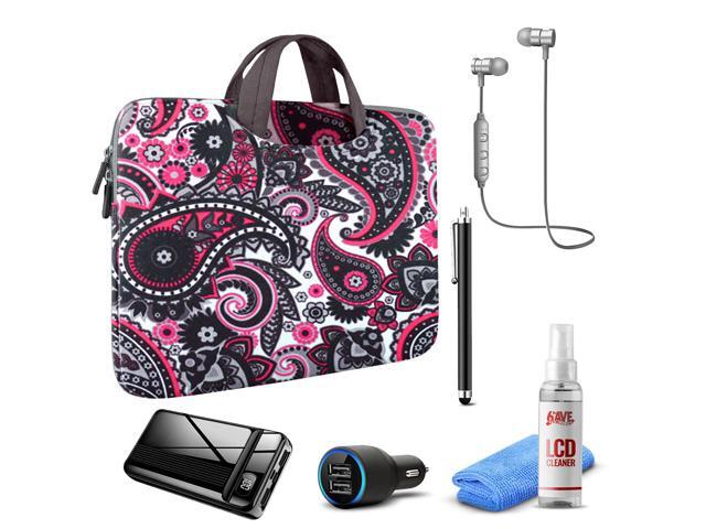 Tablet Travel Accessory Bundle with Black Paisley Sleeve