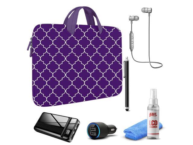 Tablet Travel Accessory Bundle with Purple Moroccan Sleeve