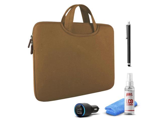 Tablet Essential Accessory Bundle with Brown Sleeve