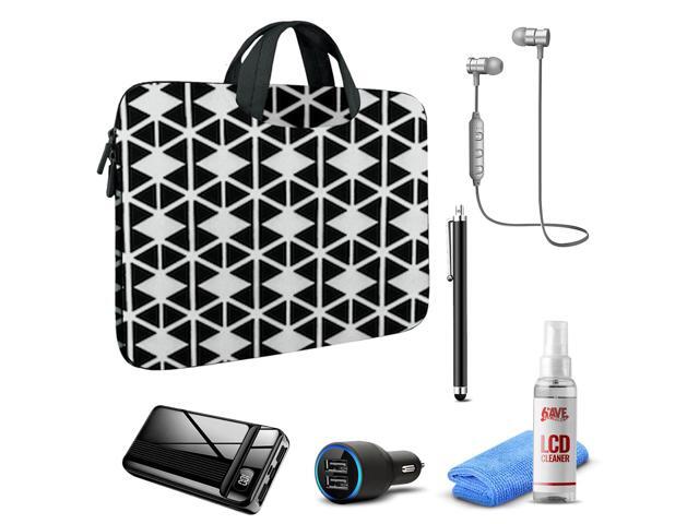Tablet Travel Accessory Bundle with Black/White Sleeve