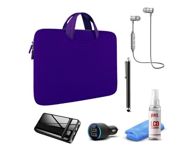 Tablet Travel Accessory Bundle with Purple Sleeve