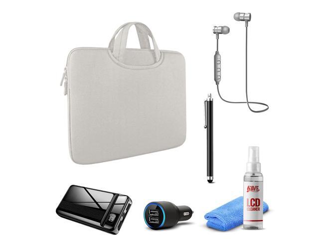Tablet Travel Accessory Bundle with Tofu White Sleeve