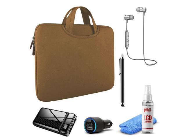 Tablet Travel Accessory Bundle with Brown Sleeve