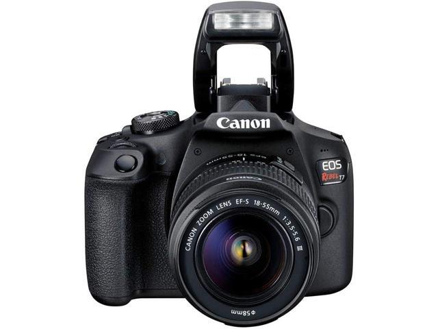 Canon EOS Rebel T7 DSLR Camera with 18-55mm Lens Starter Bundle + Includes: EOS Bag + Sandisk Ultra 64GB Card + Clean and Care Kit + More