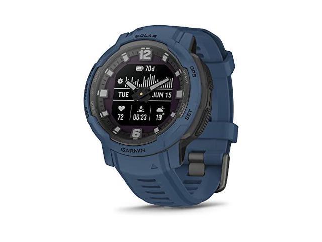 Garmin Instinct Crossover Solar, Rugged Hybrid Smartwatch with Solar, Analog Hands and Digital Display, Tidal Blue