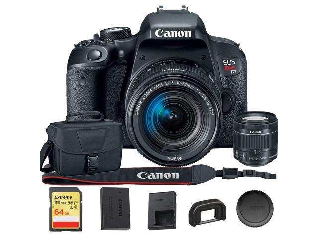 Canon EOS Rebel T7i DSLR Camera with 18-55mm Lens 1894C002, With Canon Bag, and 64GB Memory Card - Accessory Kit