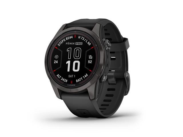 Garmin fenix 7S Pro - Sapphire Solar Edition, Carbon Gray DLC Titanium with Black Band Solar Charging GPS Smart Watch 010-02776-10