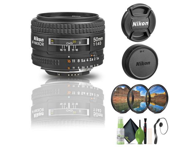 Nikon AF NIKKOR 50mm f/1.4D Lens (1902) + Filter Kit + Cap Keeper + Cleaning Kit - Bundle