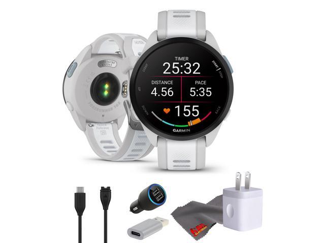 Garmin Forerunner 165 GPS Running Smart watch Bundle - Mist Gray/Whitestone