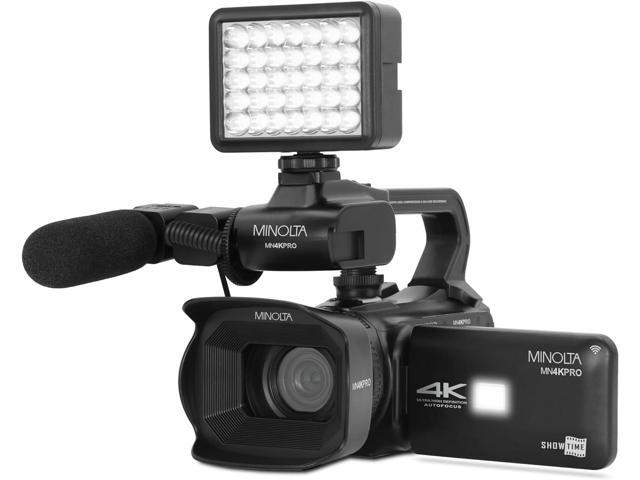 Minolta MN4KPRO 4K60FPS Ultra HD / 64 MP Autofocus Pro Camcorder w/WiFi - Bundle