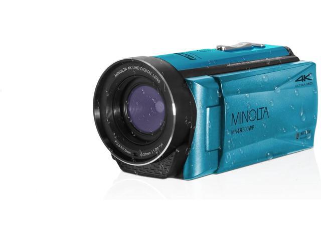 Minolta MN4K300WP 4K Ultra HD / 56 MP Waterproof Camcorder - Blue - Bundle