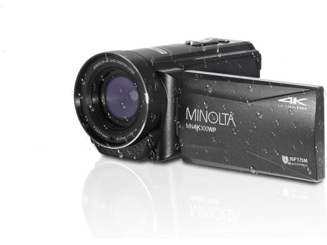 Minolta MN4K300WP 4K Ultra HD / 56 MP Waterproof Camcorder - Black - Bundle