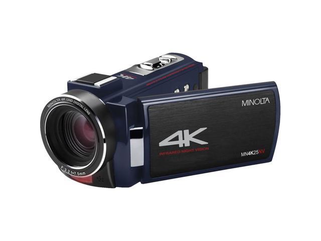Minolta MN4K25NV 4K Ultra HD 30 MP Night Vision Camcorder (MN4K25NV-W-BL) Bundle