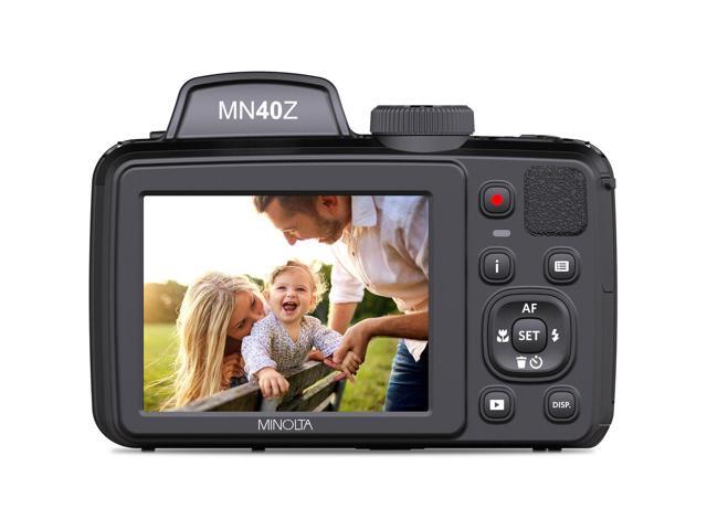 Minolta 20 Mega Pixels 40x Optical Zoom Digital Camera, 1080p FHD Video Bundle, Black