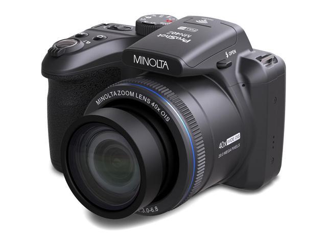 Minolta 20 Mega Pixels 40x Optical Zoom Digital Camera, 1080p FHD Video Bundle, Black