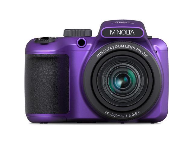 Minolta 20 Mega Pixels 40x Optical Zoom Digital Camera, 1080p FHD Video Bundle, Purple