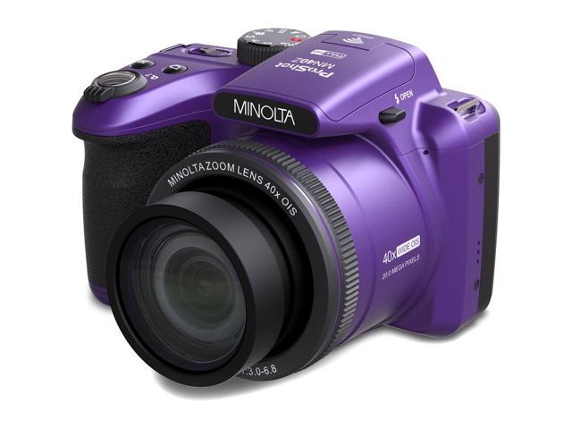 Minolta 20 Mega Pixels 40x Optical Zoom Digital Camera, 1080p FHD Video Bundle, Purple