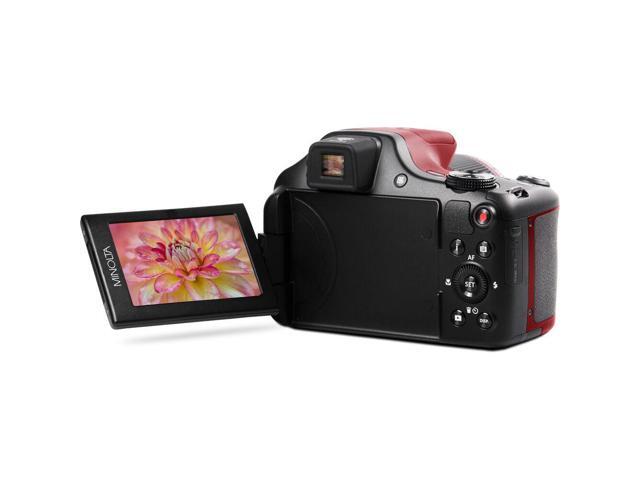 Minolta Pro Shot 20 MP HD Digital Camera with 67x Zoom, 1080p HD Video Bundle (Red)