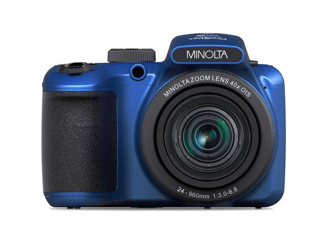 Minolta 20 Mega Pixels 40x Optical Zoom Digital Camera, 1080p FHD Video Bundle, Blue
