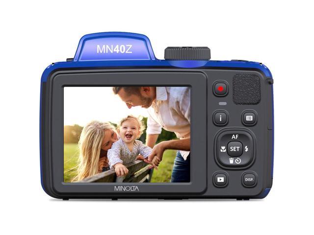 Minolta 20 Mega Pixels 40x Optical Zoom Digital Camera, 1080p FHD Video Bundle, Blue