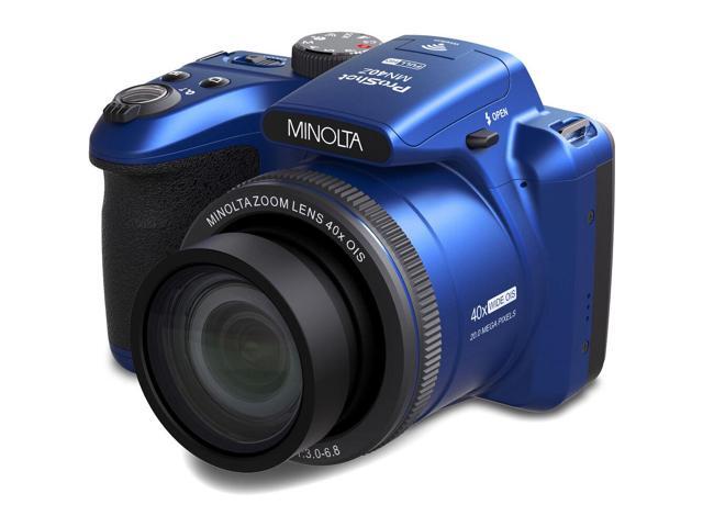 Minolta 20 Mega Pixels 40x Optical Zoom Digital Camera, 1080p FHD Video Bundle, Blue