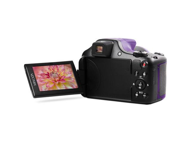 Minolta Pro Shot 20 MP HD Digital Camera with 67x Zoom, 1080p HD Video Bundle (Purple)