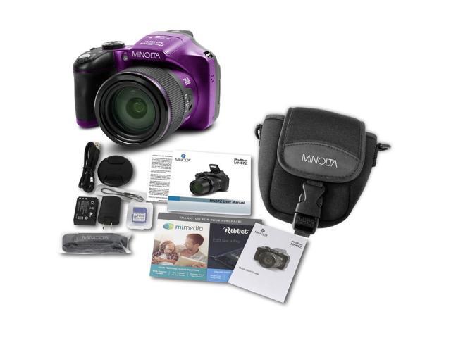 Minolta Pro Shot 20 MP HD Digital Camera with 67x Zoom, 1080p HD Video Bundle (Purple)