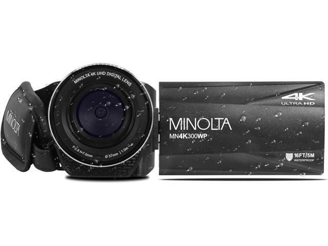 Minolta MN4K300WP 4K Ultra HD / 56 MP Waterproof Camcorder - Black - Bundle